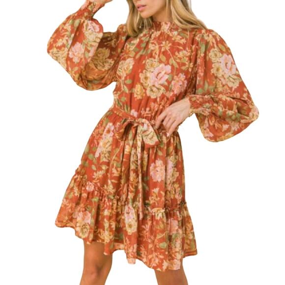 Flying Tomato Rust Orange Fall Colors Short Dress - Picture 3 of 10